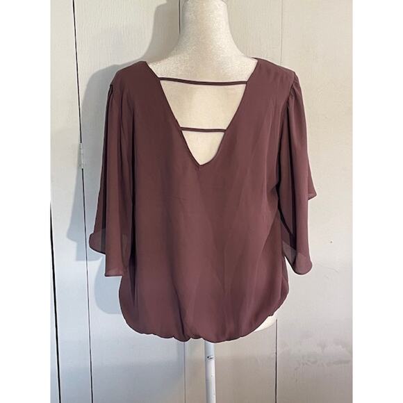 Express Women's Size Large‎ Short-Sleeve Blouse Taupe - Picture 3 of 5